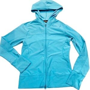LUCY Turquoise Activewear Running Zip Front Hooded Jacket Sz S